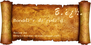 Bondár Árpád névjegykártya
