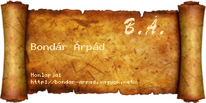 Bondár Árpád névjegykártya